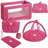 Beverly Hills Baby Doll Accessories Playset 7 Piece Set Includes Foldable Pack N Play Baby Doll...