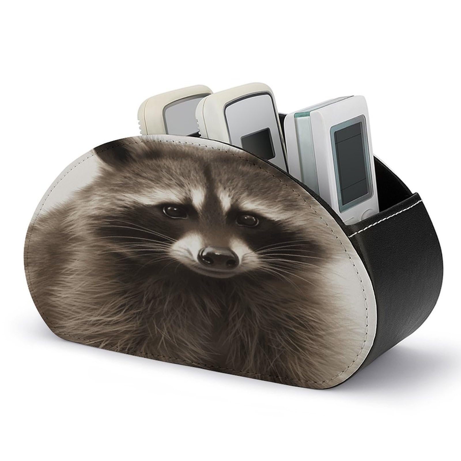 Btcowzrv Style Hairy Raccoon Remote Control Holder With 5 Compartments