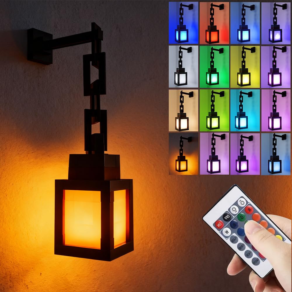SGZIOO Pixelated Lantern Night Light, 3D Lantern Night Light with Remote Control, USB Rechargeable Night Lamp with 16 Colors, LED Mood Light for Bedroom Game Room Decor — image 1