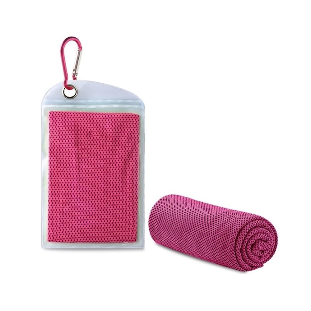 Ropicean 2pcs Cold Feeling Sports Towel - Absorbent Summer Gym Sweat Towel for Active Lifestyle(Fuchsia)