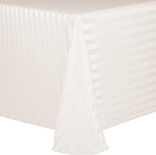 ULTIMATE TEXTILE Mantel ovalado de rayas satinadas, 60 x 84 pulgadas, color marfil crema