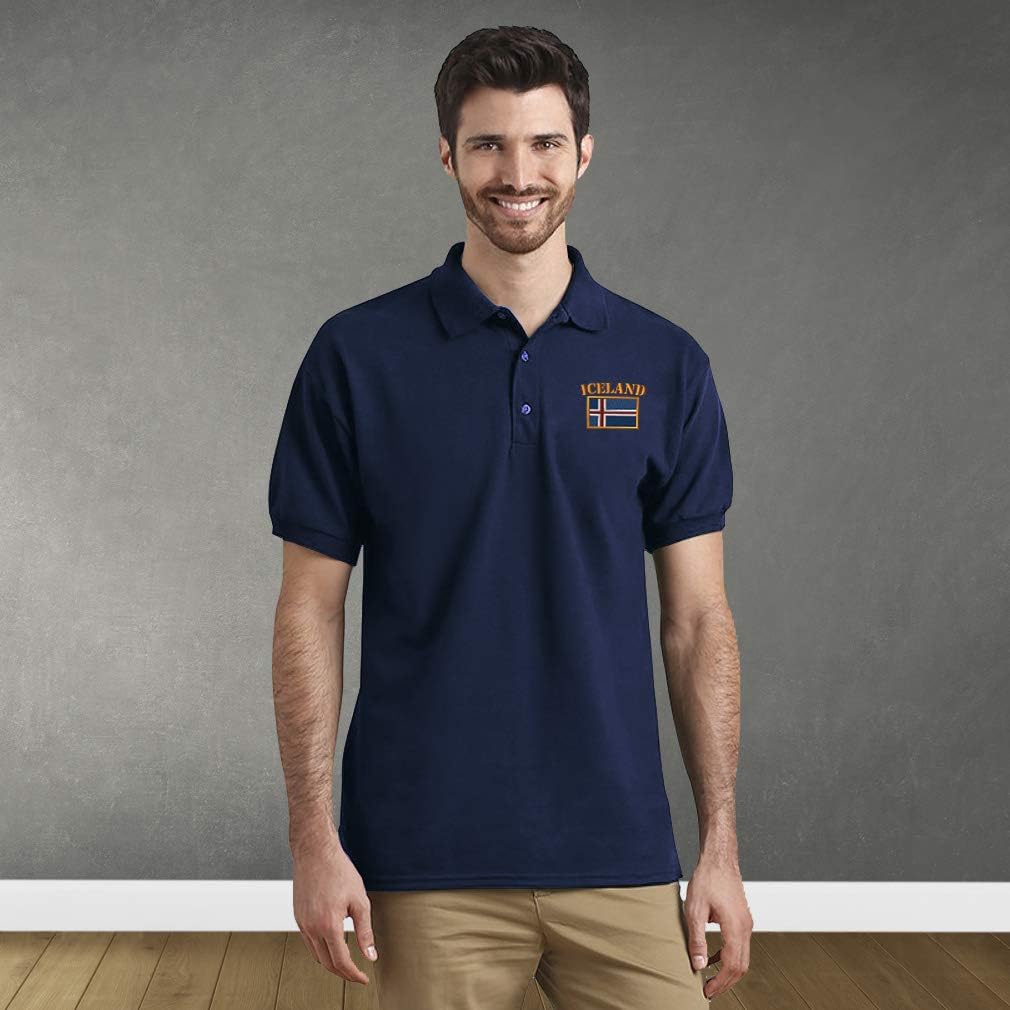 Speedy Pros Polo Shirts for Men Iceland Flag Embroidery Cotton Short Sleeves Golf Tees