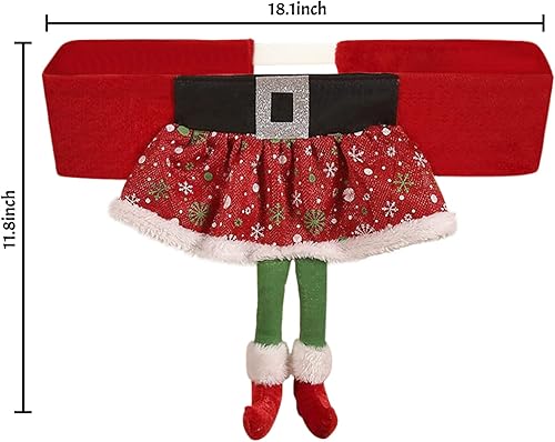 Miniatura 4 de Divertidas fundas de silla de Navidad para comedor, decoraciones de Feliz Navidad, lindo cinturón de Papá Noel, falda de elfo para niña, fundas de