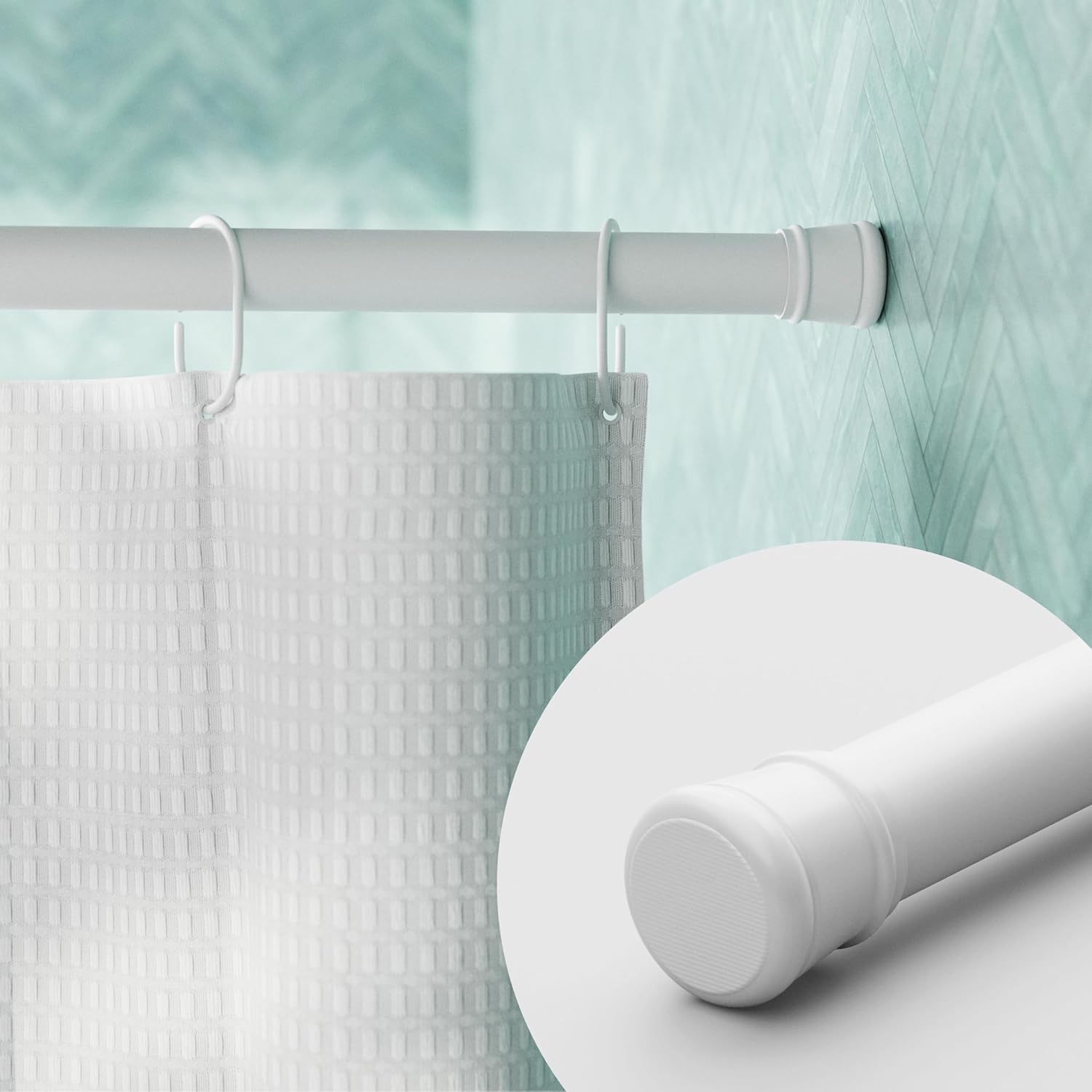 HomeCloud Iron Expandable Shower Curtain Rod, Extendable Room Divider Without Drilling, Adjustable Shower Rod, Sturdy & Rust Resistant Rod (White Pack Of 1, Extendable- 110 To 200 Cm)