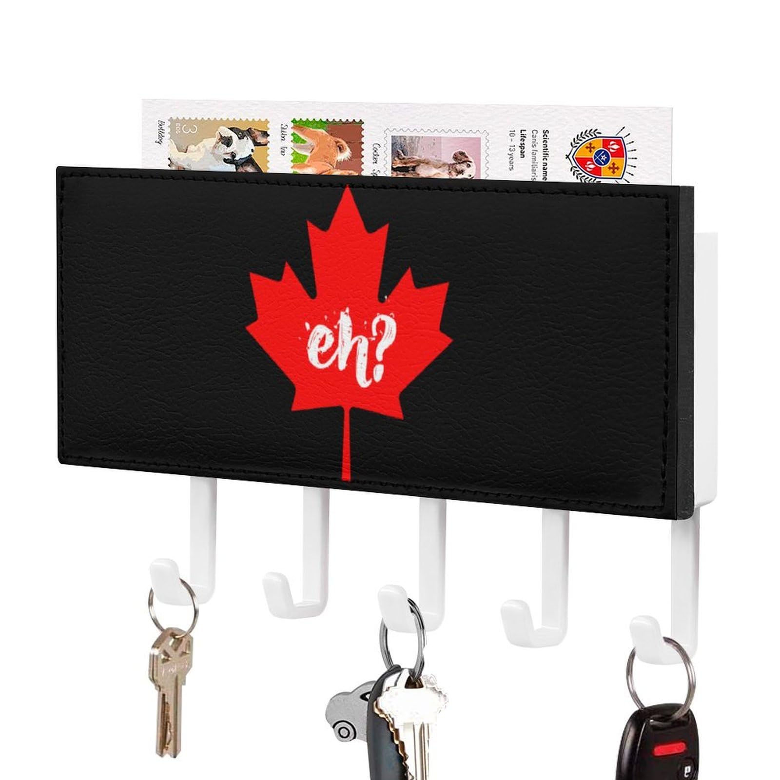 NCLQVJXZKHW Eh Canada Maple Key Holder with 5 Hooks Key Hooks Wall Mounted Key Racks Key Hanger Organiser Shelf
