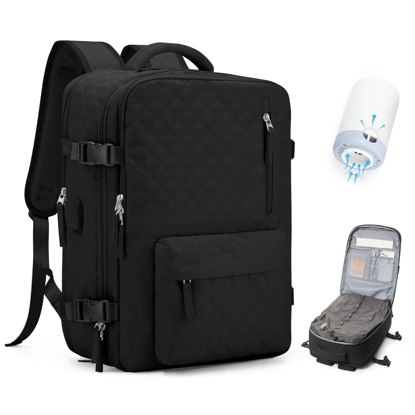 Cabin Bags for Travel, Underseat Carry on Hand Luggage Backpack for Women Airplane Approved Travel Backpack Personal Item Travel Bag 14 inch Laptop Backpack for Business Casual Work Beige — view 54