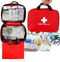 Kit de Primeiros Socorros 184 peças | Bolsa vermelha/cruz reflexiva portátil multiuso, totalmente abastecido com suprimentos essenciais para emergência e sobrevivência