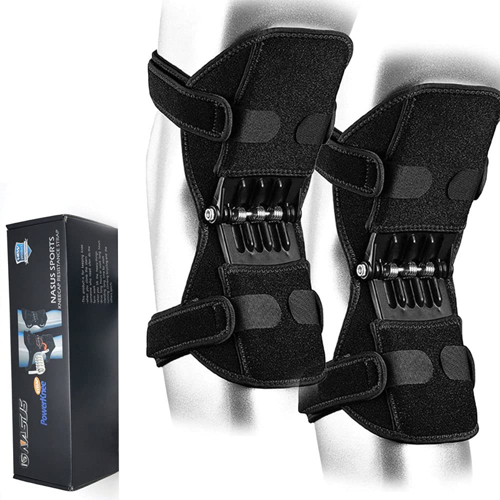 Rodillera con Resorte, Rodillera de Soporte Articular, Rodillera para Hombres y Mujeres, para osteoartritis de Rodilla, Sentadillas, montañismo, Ejercicio, Talla única (1 par),3spring