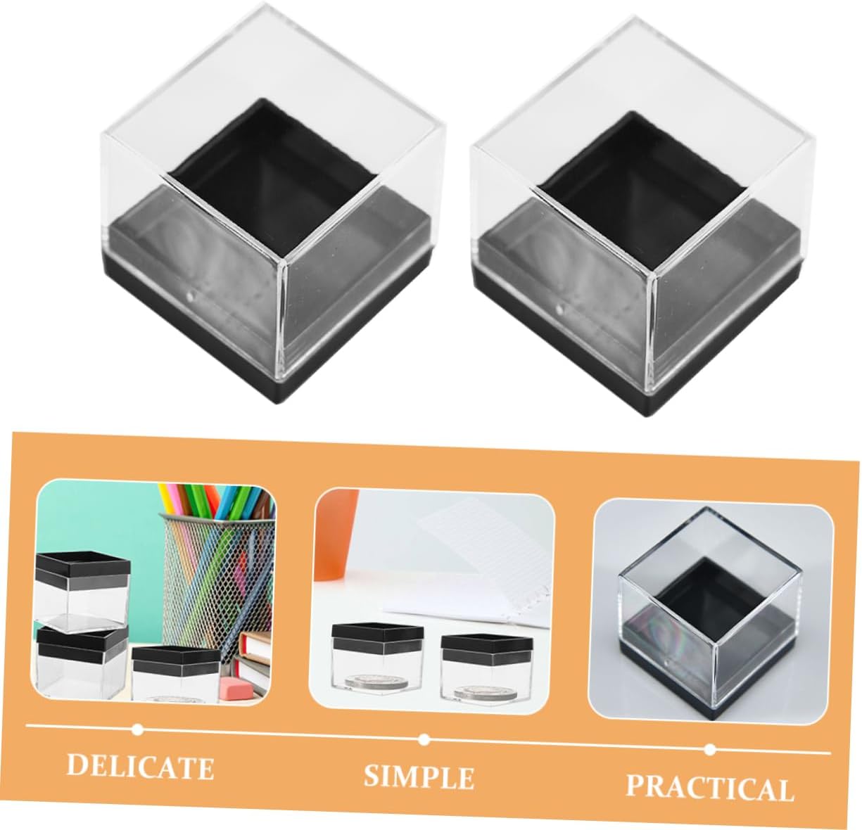 12pcs Plastic Mineral Specimen Boxes Square Storage Cases for Raw Stones Sample Display Boxes Showcase Material Portable Collection
