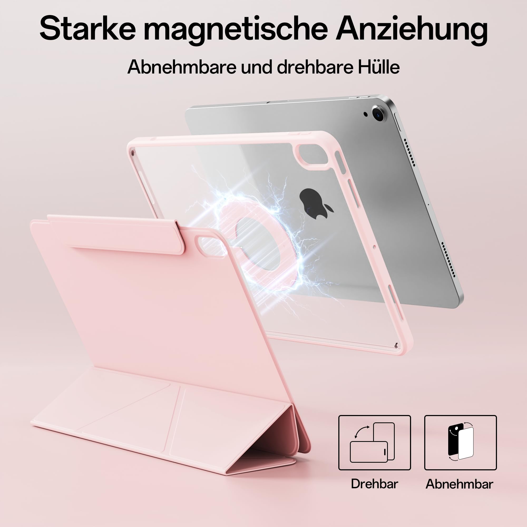 KVTVOU Étui pour iPad Air 11" M4/M3/M2, iPad Air 5e/4e Gen 10.9, Rose