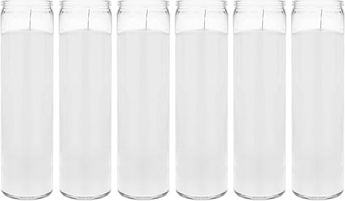 Mega Candles 6 velas blancas sin perfume 7 días de oración devocional velas de cera prémium de 2 x 8 pulgadas ideales para santuario vigilias