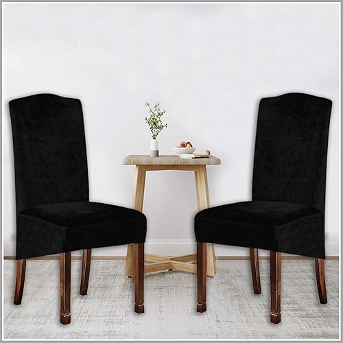 Miniatura 5 de Fundas de terciopelo de felpa XL para sillas de comedor, funda elástica para sillas altas, fundas protectoras de elastano con banda elástica para