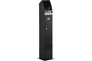 Houseables Wall-Mounted Outdoor Metal Cigarette Disposal Receptacle - w/ Key Lock &...