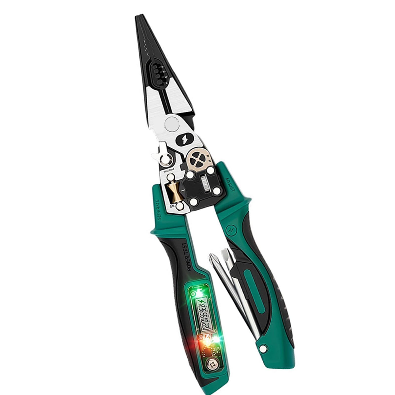 Electrician Pliers Builtin Voltage Tester Nonslip Handle Wire Stripping Tool for Home and Industrial Work Crimping Pliers