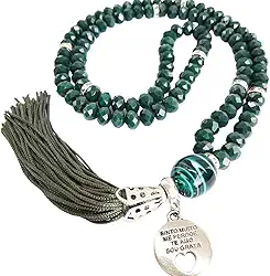 Japamala 108 contas em Cristal Rosa e Pingente Ho'oponopono