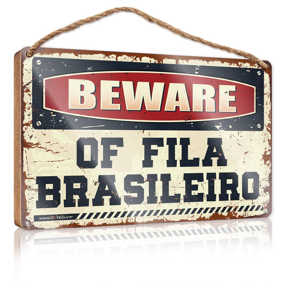 DTHA Small Signs For Home Decor Beware Of Fila Brasileiro Wooden Sign Home Signs Decor Funny Decor For Home(15X28CM)