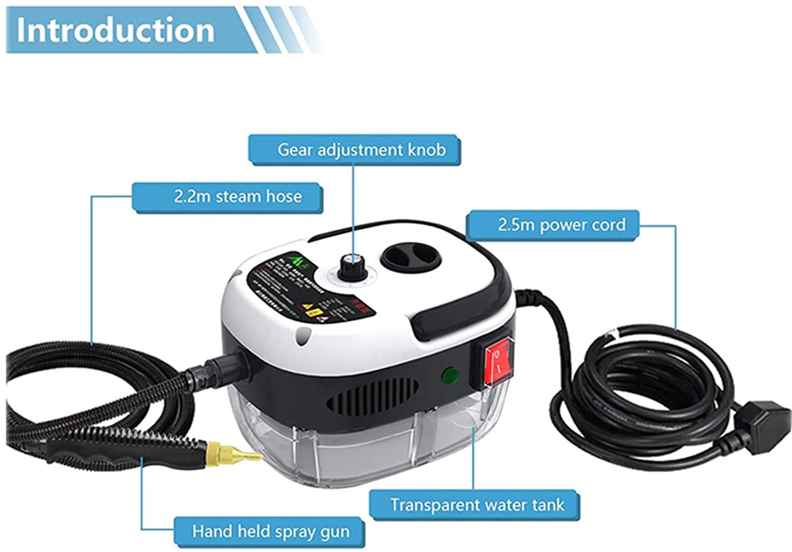 Myjka parowa wysokociśnieniowa, przenośny myjka parowa wysokociśnieniowa 2500W Sprzątanie domu Samochód Sofa Dywan Home Office Room Narzędzia kuchenne