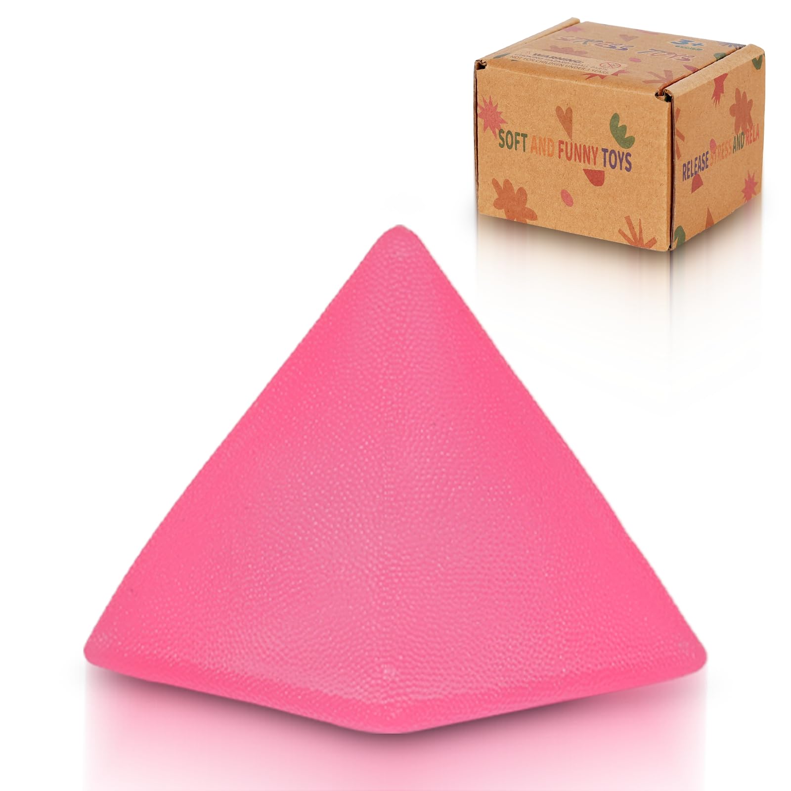 Jiezipeasy Triangle Bubble Squishy Toy - Soft TPR Stress Relief Ball, Slow-Rising Sensory Fidget Toy for Kids & Adults, Portable Handheld Squeeze Toy for Anxiety Relief (Pink)
