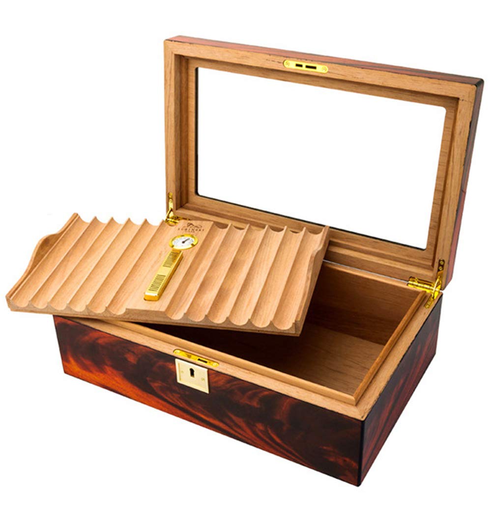 LUBINSKI Cigar Humidor with Humidifier Hygrometer Holds 50 Cigars