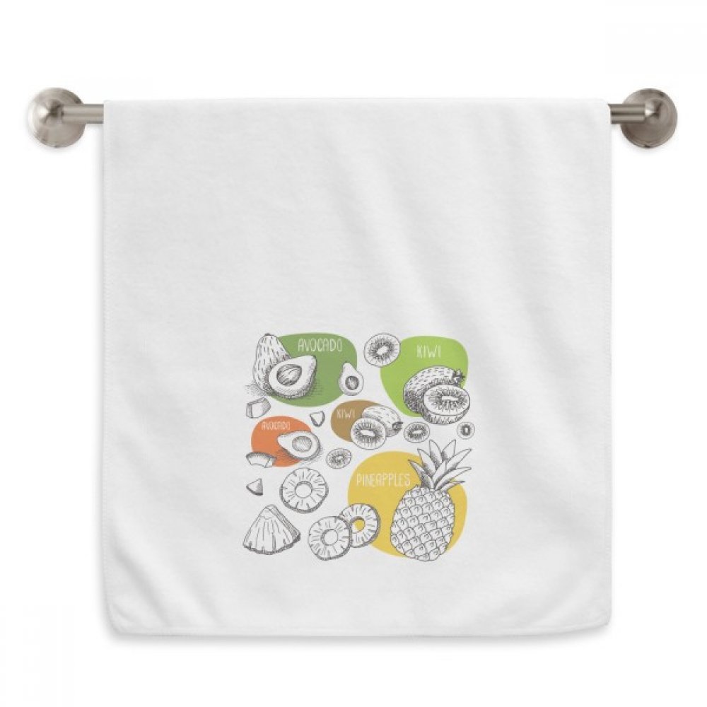 Serviettes débarbouillettes ananas kiwi serviette moelleuse blanche de toilette 13x29 inch