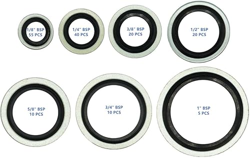 Miniatura 2 de Dsnaduo Kit surtido de juntas de aceite de sello autocentrado BSP Dowty de 7 tamaños, 160 piezas, 7 tamaños, reemplazo 32300 con caja (18, 14, 38,