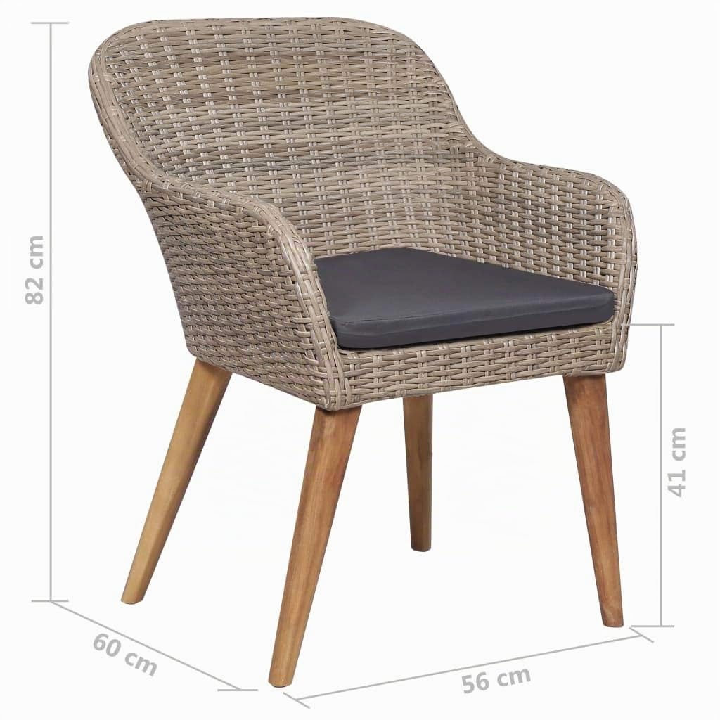 Festnight Lot de 2 Chaises d'extérieur Fauteuil en résine tressée Fauteuil de Jardin Chaise de Jardin en résine tressée Marron et Gris foncé