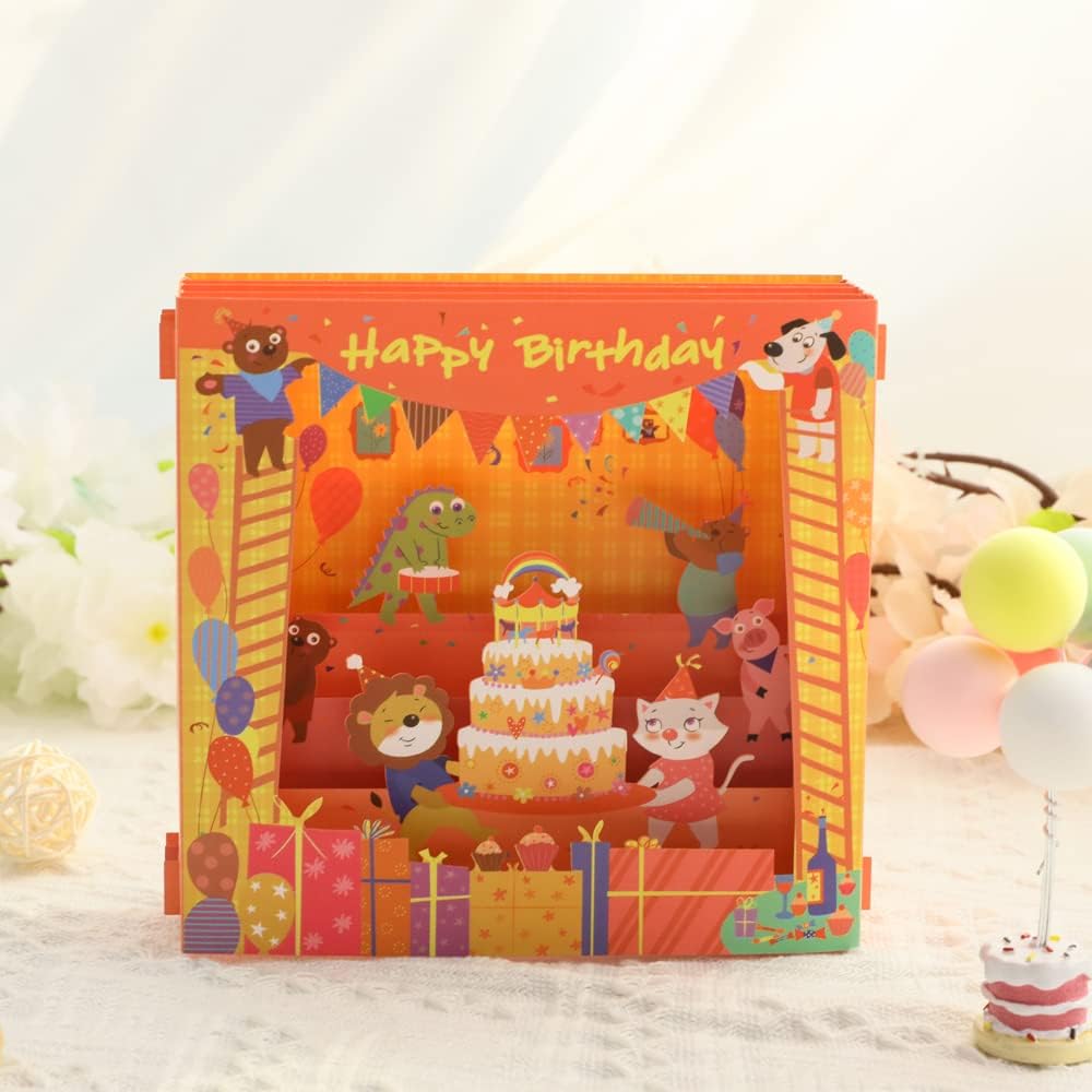 無料サンプルok Paper Spiritz 3dケーキ誕生日カード 立体 3d バースデー 立体カード 可愛い ポップアップ ギフトカード 封筒やメッセージカード付き Www Tonna Com