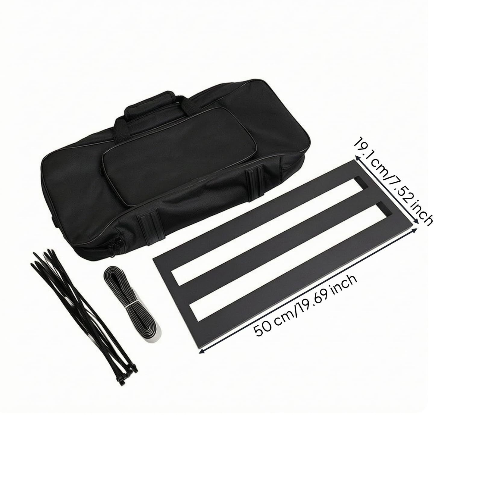 EffektgerätePaneel mit Kabelbindern, Schwarz, Mittel 500 191 30mm | Leichte Aluminiumlegierung, Gitarren-Effektpedalboard mit Tasche, kompakt, Zubehör, für Proberaum, Gitarristen