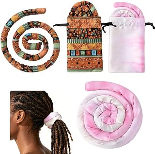 2 Pcs Spiral Lock Hair Tie for Dreadlocks Bendable Iron Wire Ponytail Holders Non-Slip Hair Accessories for Locs Braids & Thick Hair (Yellow and Pink)