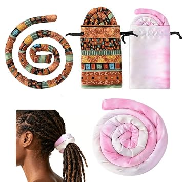 2 Pcs Spiral Lock Hair Tie for Dreadlocks Bendable Iron Wire Ponytail Holders Non-Slip Hair Accessories for Locs Braids & Thick Hair Yellow and Pink