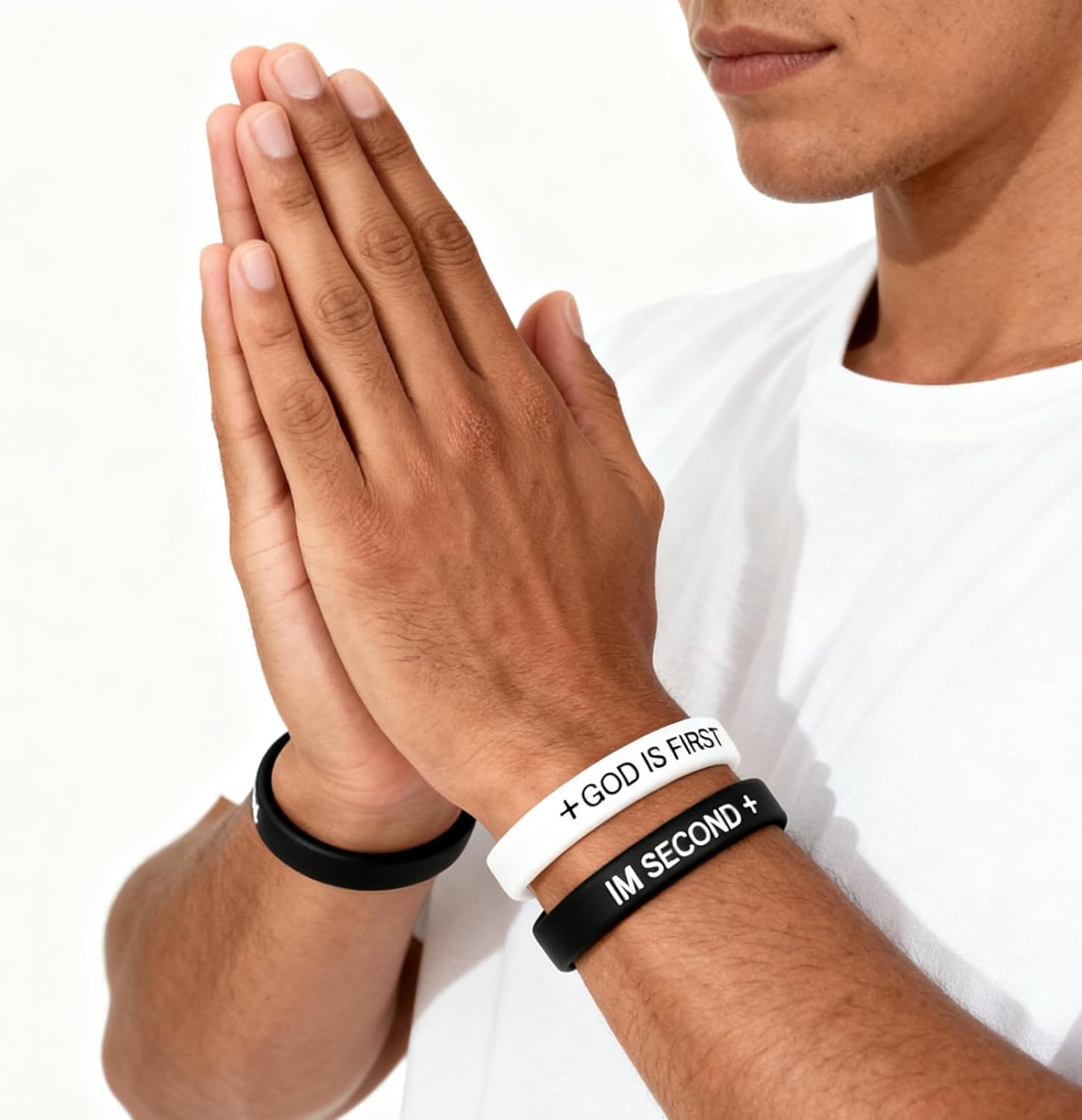 God Is First Bracelet, GOD IS FIRST IM SECOND Christian Religious Faith Rubber Bracelets Engraved Inspirational Bible Verses Cross Silicone Bracelet For Women Men Gifts - Image 2