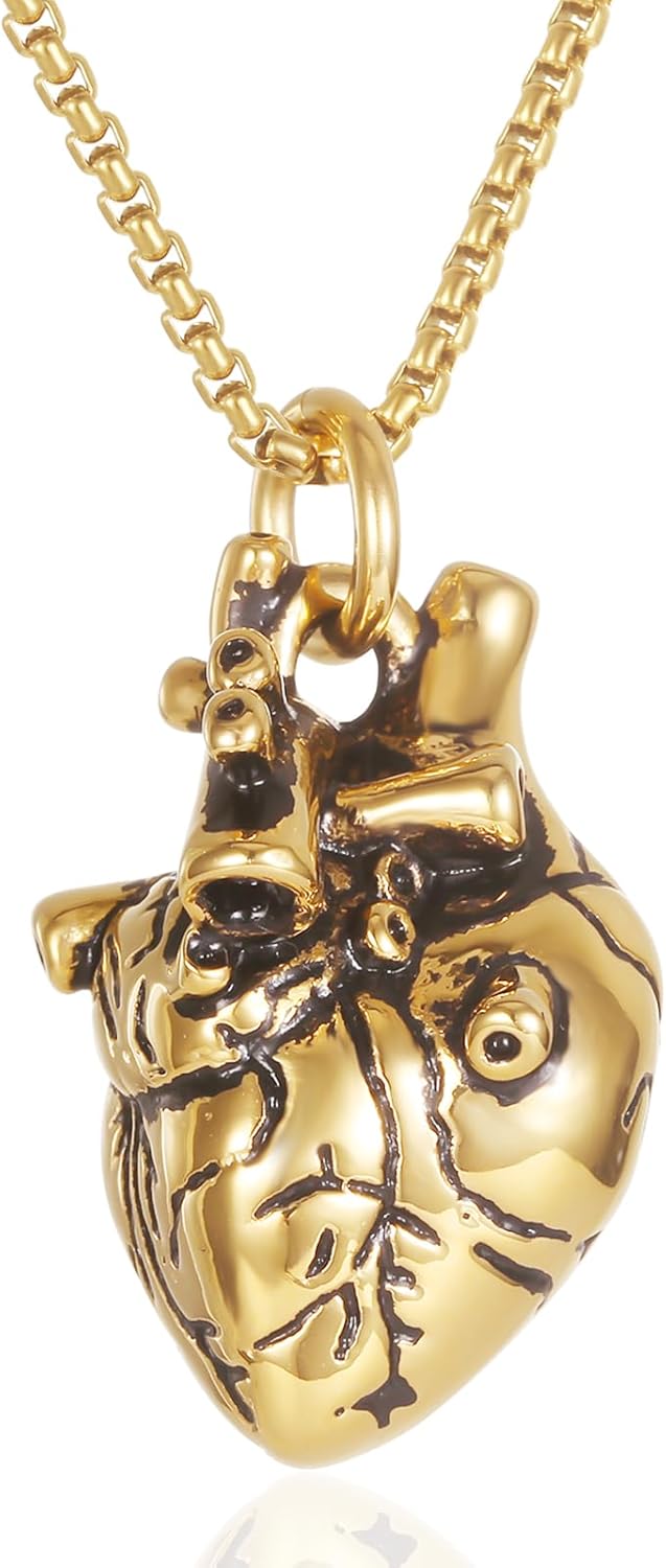 Anatomical 3D Heart Cremation Jewelry For Ashes Of Loved Ones Keepsake Urn Necklace For Women Men Memorial Pendant Stainless Steel