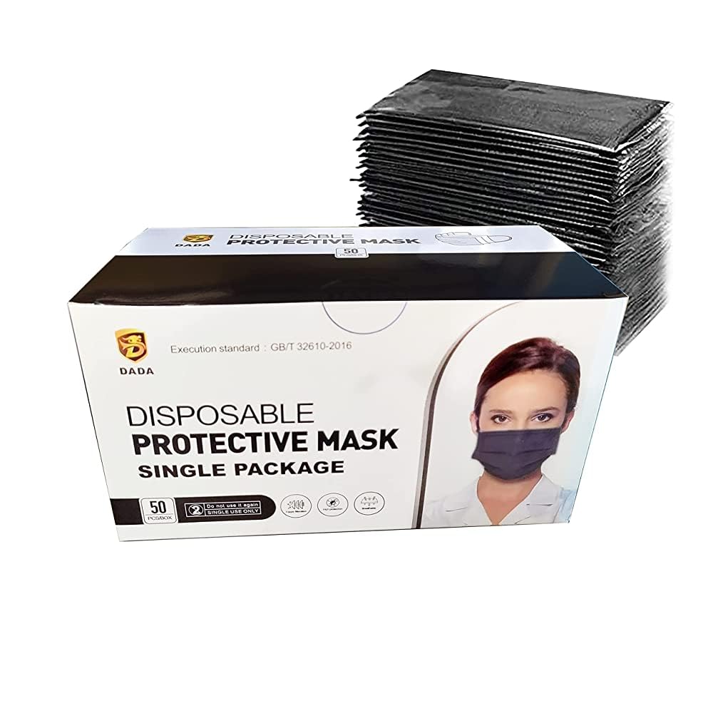 Dada face mask single packing 3 Layer Protective Disposable Single Wrapped Face Masks, Flat And High Elastic Ear Loops, 50 Pcs/box, Each Mask Individually Wrapped