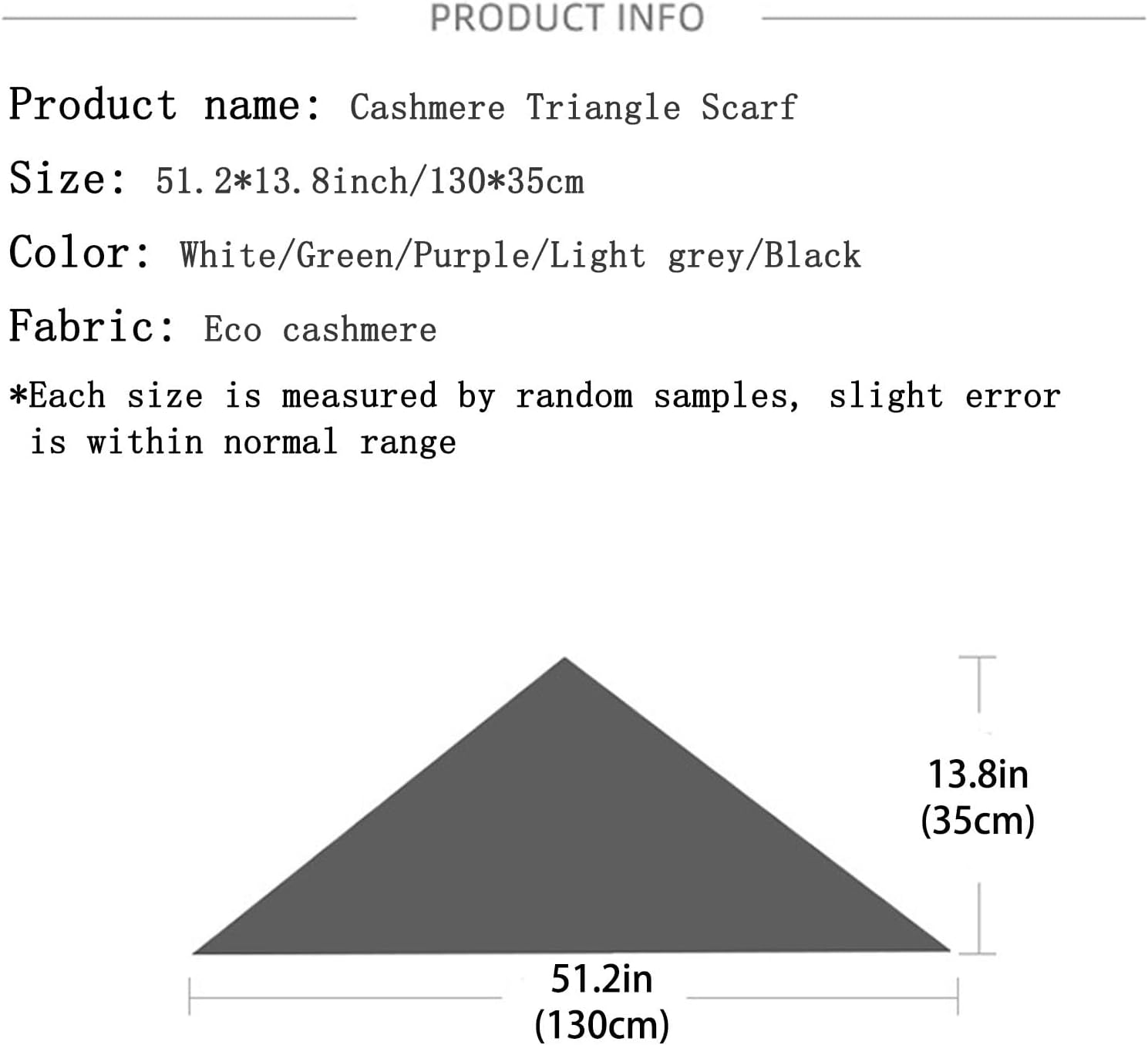 Women's Winter Cashmere Wool Triangle Scarf - Warm Soft Long Neck Warmer Shawl