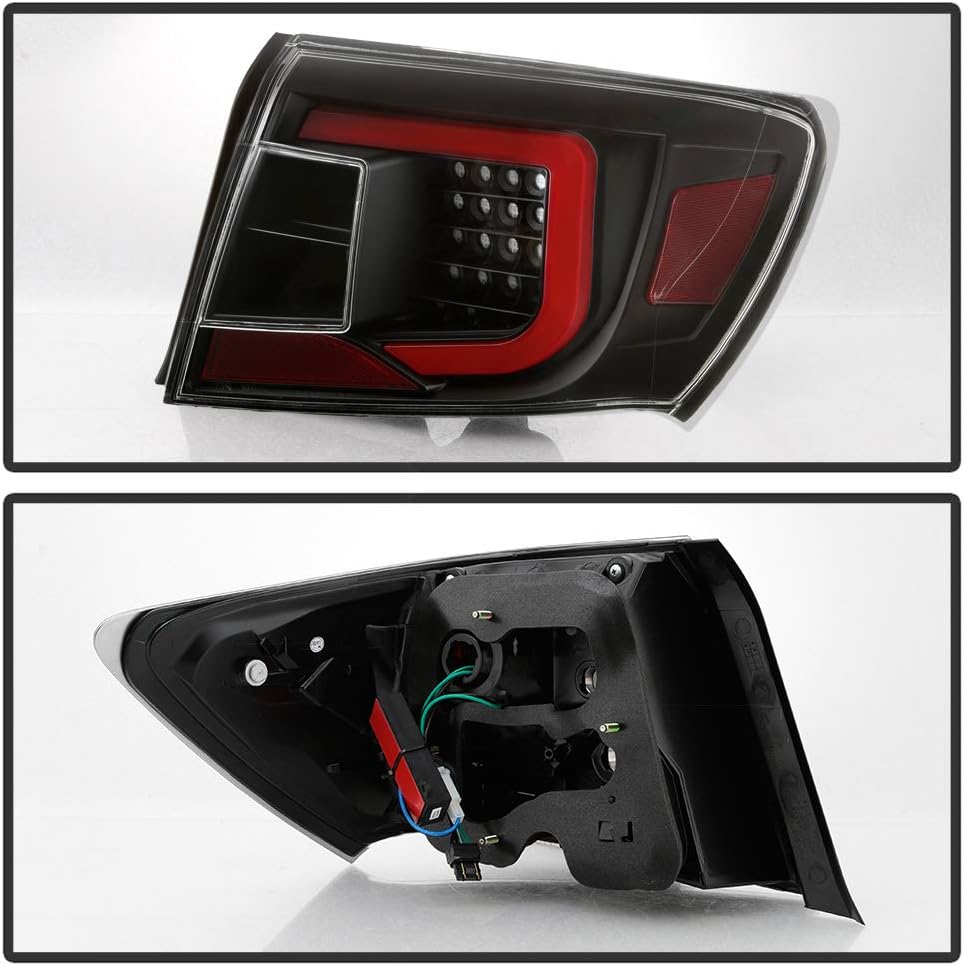 ACANII - For 2008-2011 Subaru Impreza 12-14 WRX Sedan Upgrade Black LED Tube Tail Lights Brake Lamps Set Left+Right, Onyx Black V2
