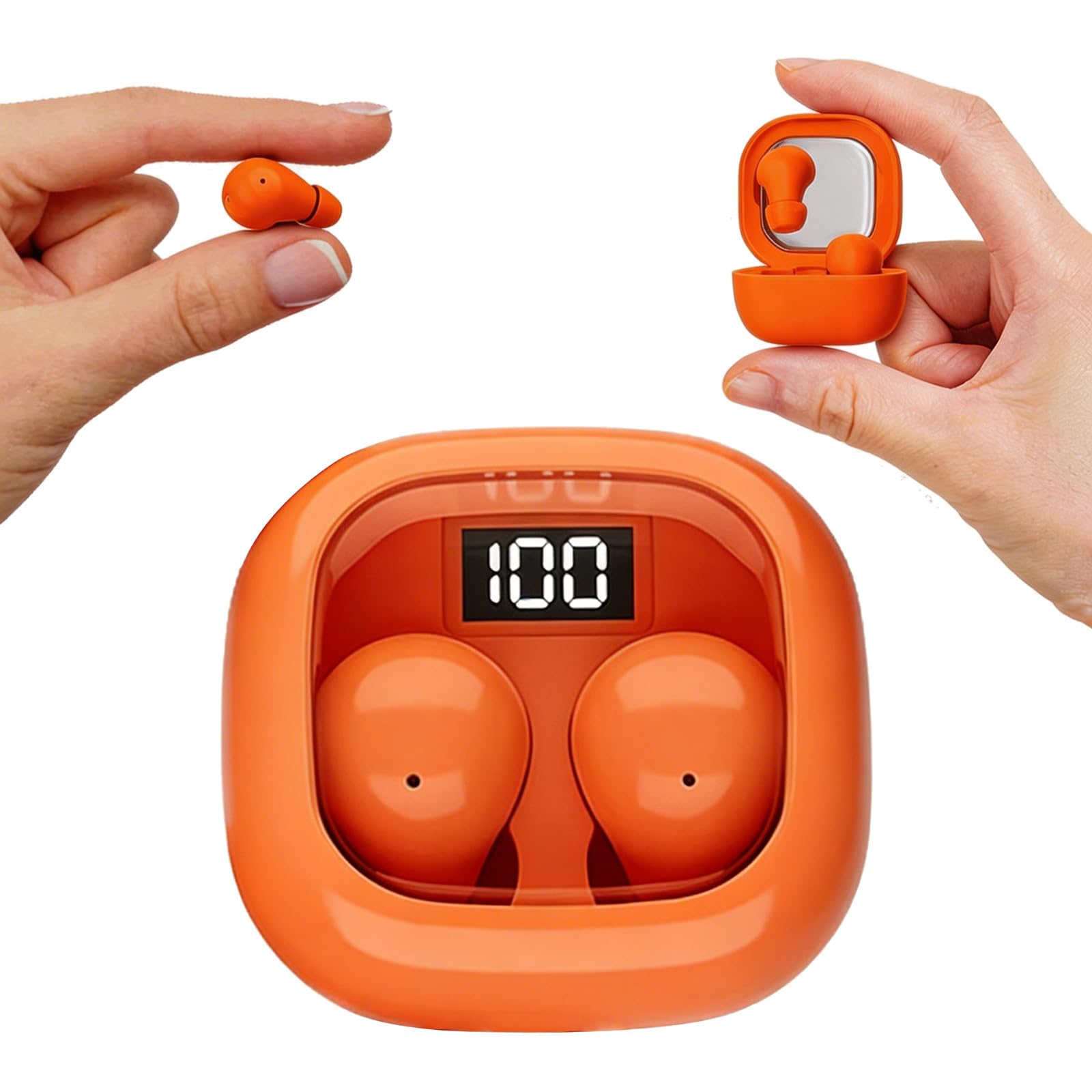 Mini auriculares invisibles naranjas para dormir de lado, pequeños canales de oídos, inalámbricos, Bluetooth, perfil bajo, los más pequeños, disueltos, pequeños, microdiscretos, para el trabajo