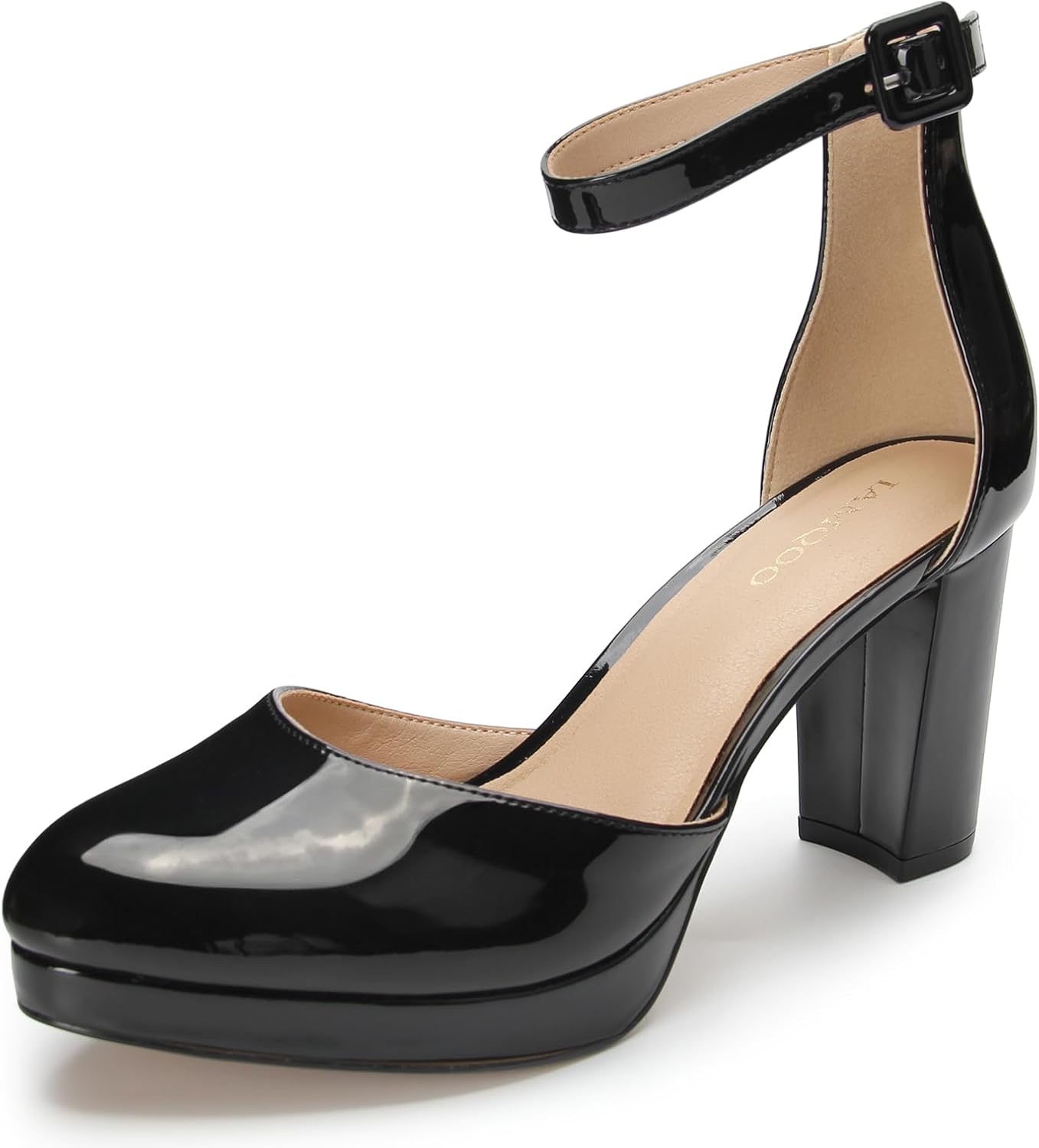 Women's Pumps, 3.2 Inch Low Closed Toe Heels,Chunky Heels for Women with Ankle Strap, Soft Dressy Shoes for Office,Wedding, Party