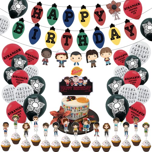 Themed Birthday Party Decorations Cake Topper, Cupcake Toppers, Happy Birthday Banner, Balloons Set for Kids Party Supplies