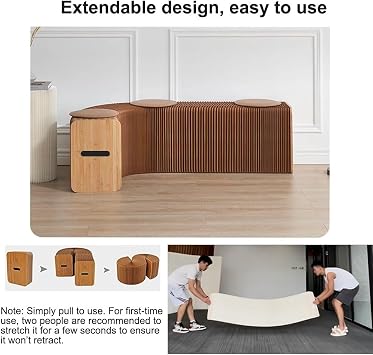 Folding Paper Stool with 3 Cushions, Folding Honeycomb Stool (Brown)