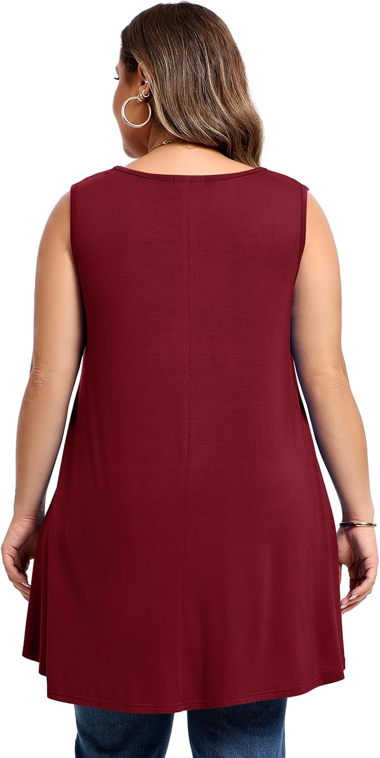 MONNURO Plus Size Tank Tops Women Sleeveless Summer Basic Tunic T-Shirts Casual Swing V Neck Blouses for Leggings - Image 6