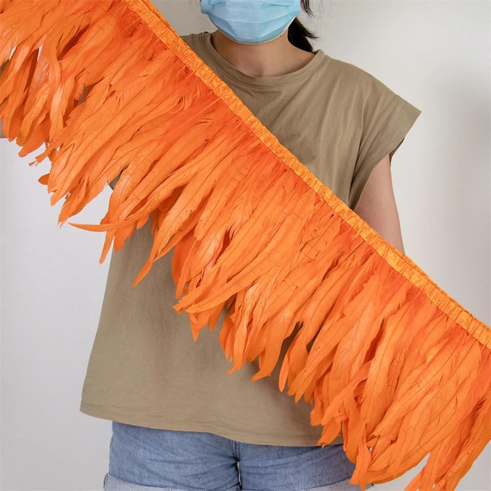 Rooster Tail Feather Trim 25-30 Cm Chicken Feather Ribbon Trimming Strung Dress Skirt Costume Decoration Pnnrk 10Yards