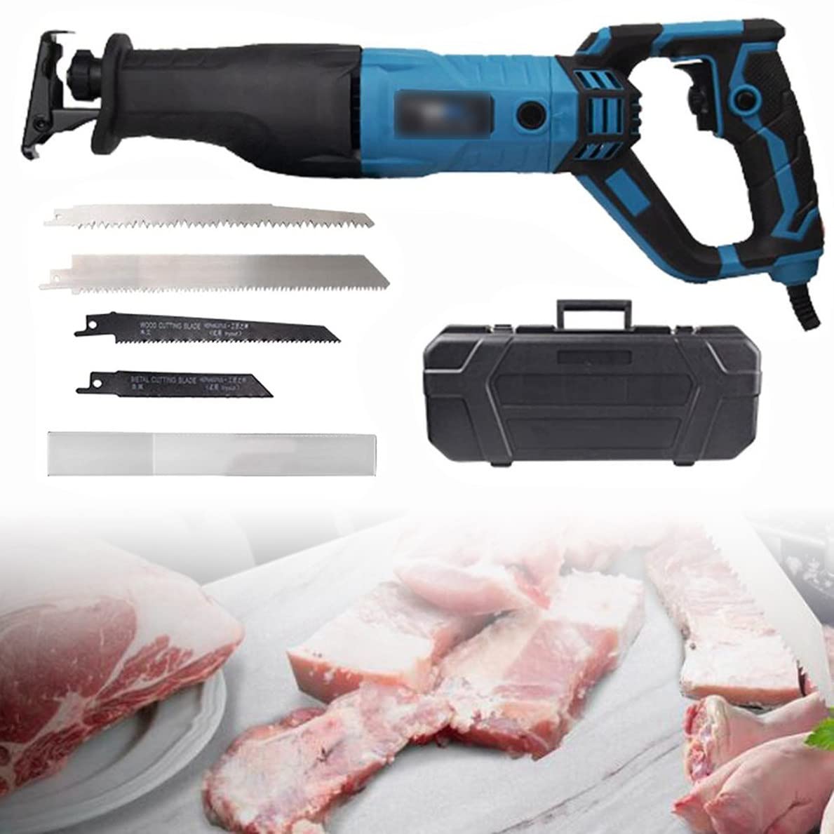 Sierra eléctrica para Huesos, Sierra para Huesos, Carnicero, Sierra para Carne de 900 W/1300 W, para el hogar Comercial, Sierra Alternativa para Cortar Carne, Huesos, Tocino, azul-1300 W (Azul 1300 W