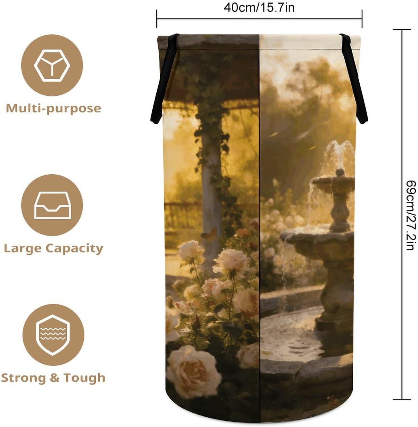 Classical Summer Laundry Hamper 86L Waterproof Collapsible Clothes Basket with Double Handles Freestanding Foldable Laundry Basket Large Clothes Hamper for Bathroom