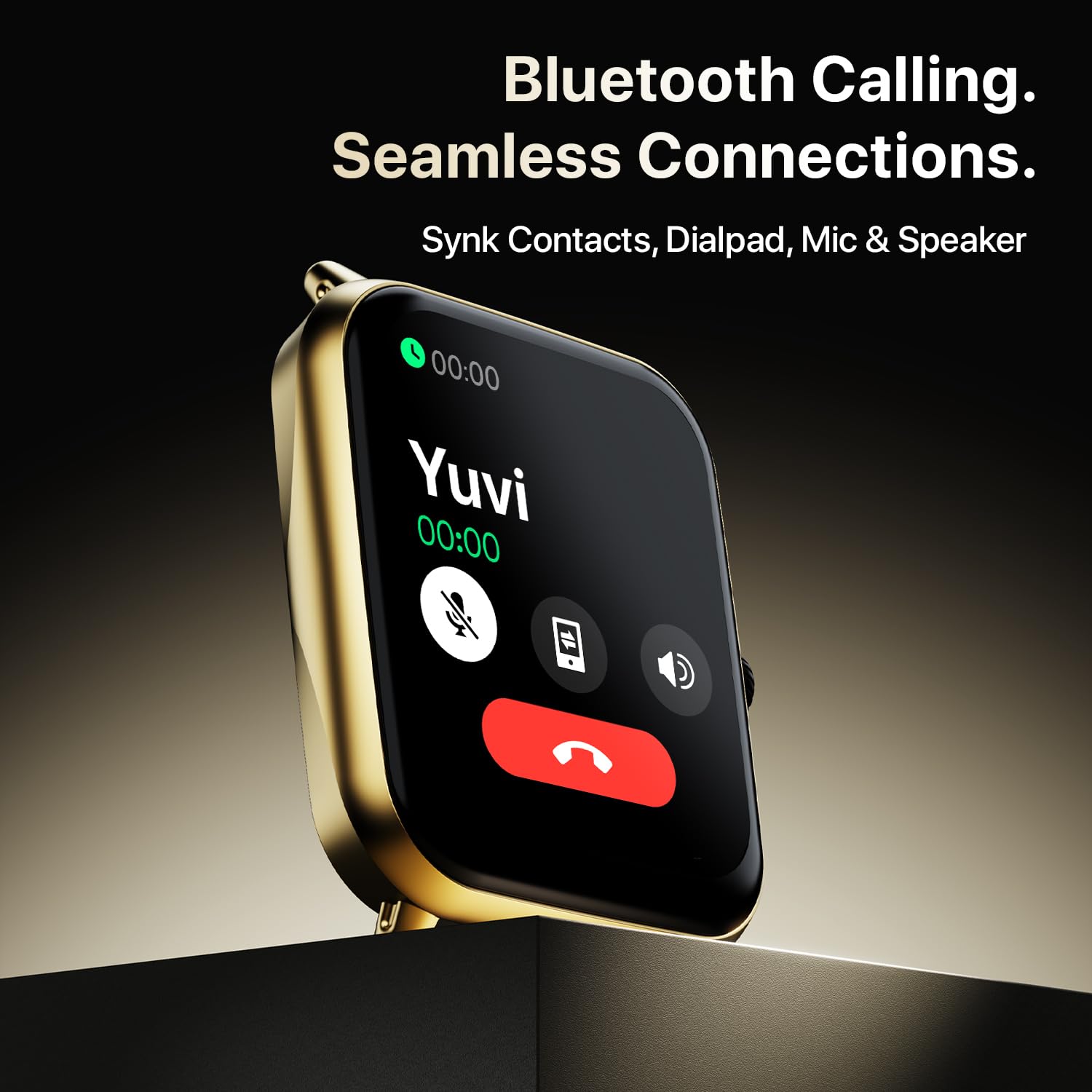 Fire‑Boltt Ninja Call Pro Plus Bluetooth Calling Smart Watch, 1.83″ HD Display,AI Voice Assistant, 120+ Sports Modes, IP67 Waterproof, SpO2 & Heart Rate Monitor Smartwatch for Men & Women - Gold Black