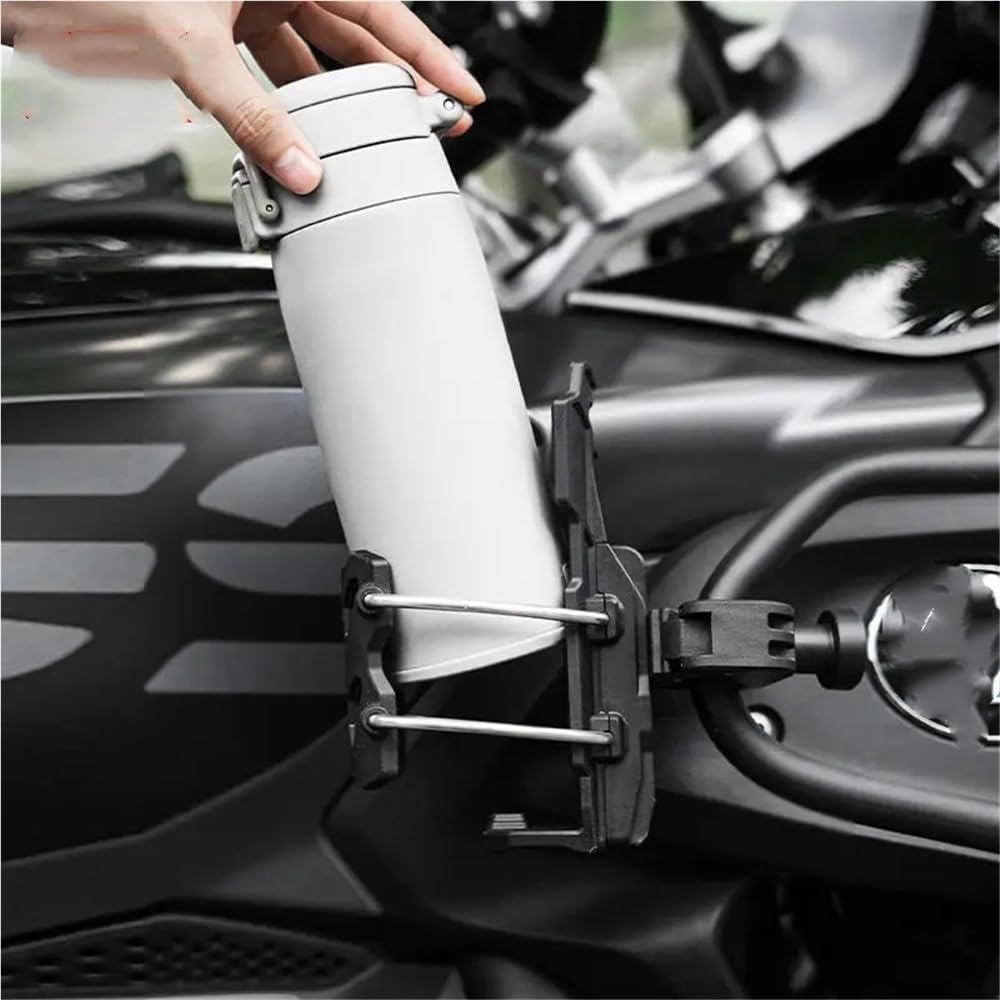 Becherhalter Motorrad Motorrad- Und Fahrradfahren, Automatischer Verstellbarer Getränkehalter, Universelle rutschfeste, Verschleißfeste Wasserflaschenhalterung