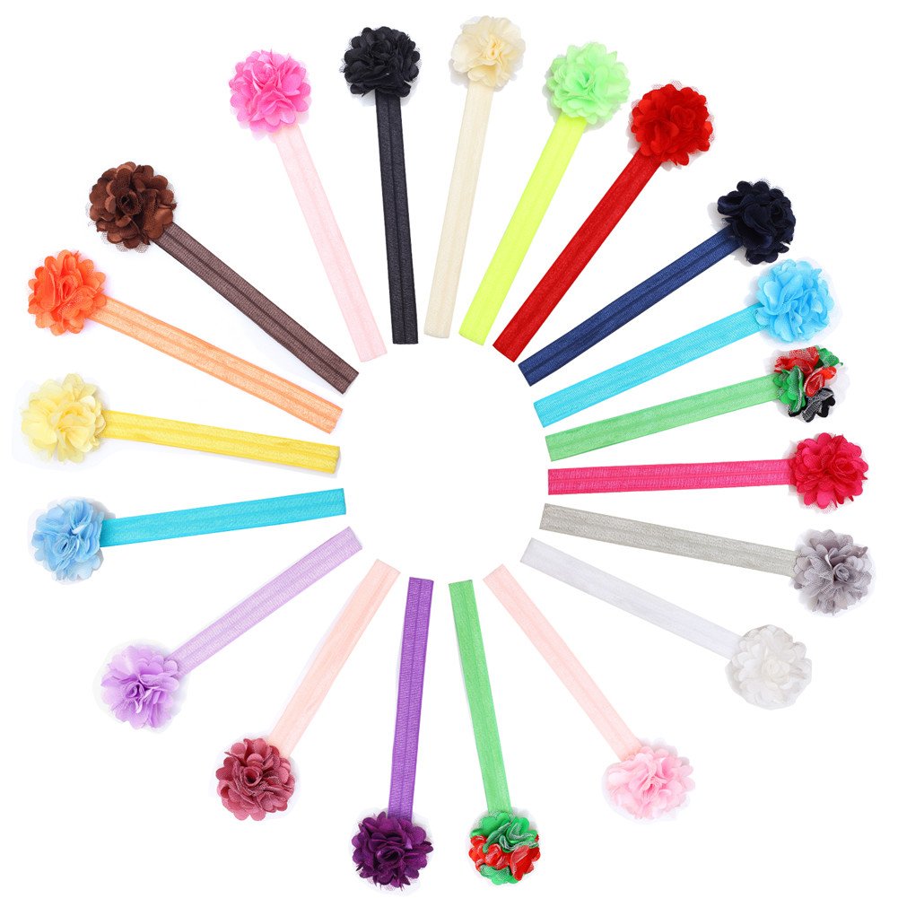 20 Pack Baby Girls Headbands with 2" Satin Mesh Hair Flowers Hairband Elastic Flower Hair Band Head Band Hair Hoops for Toddler Infant Newborn Babies Kids Christmas Holiday Gift Set