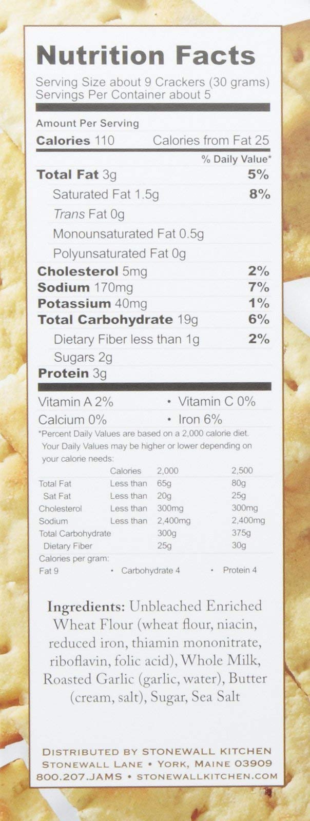 Stonewall Kitchen Roasted Garlic Crackers, 5 Ounce Box