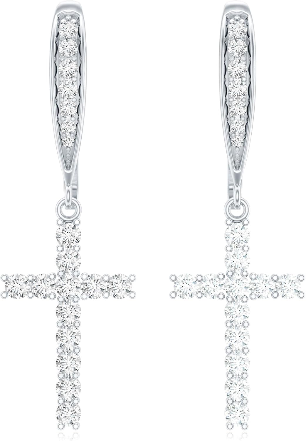 Certified Moissanite Cross Earrings in Silver, D-Vs1 Quality, Moissanite Cross Dangle Earrings - With Jewelry Box - Image 7