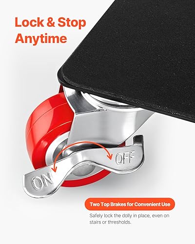 Miniatura 5 de VEVOR Carrito de muebles de 1200 libras, trasladadores de muebles resistentes con ruedas de 5 x 360, panel de acero al carbono de 5.3 pulgadas,