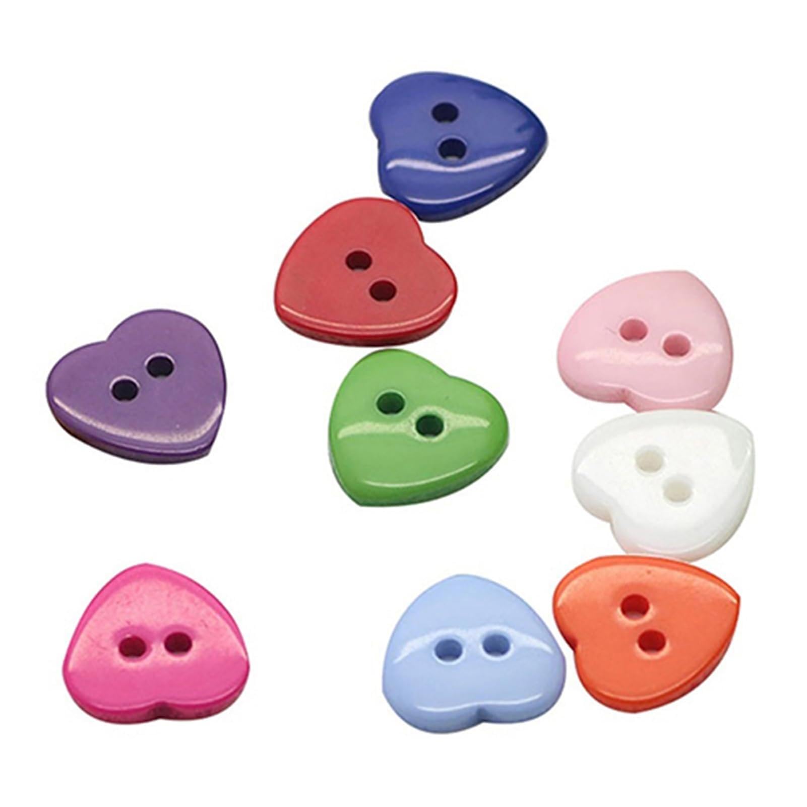 matumou 100PCs Heart Mixed Colors Resin Buttons Fit Sewing or Scrapbooking 10mm